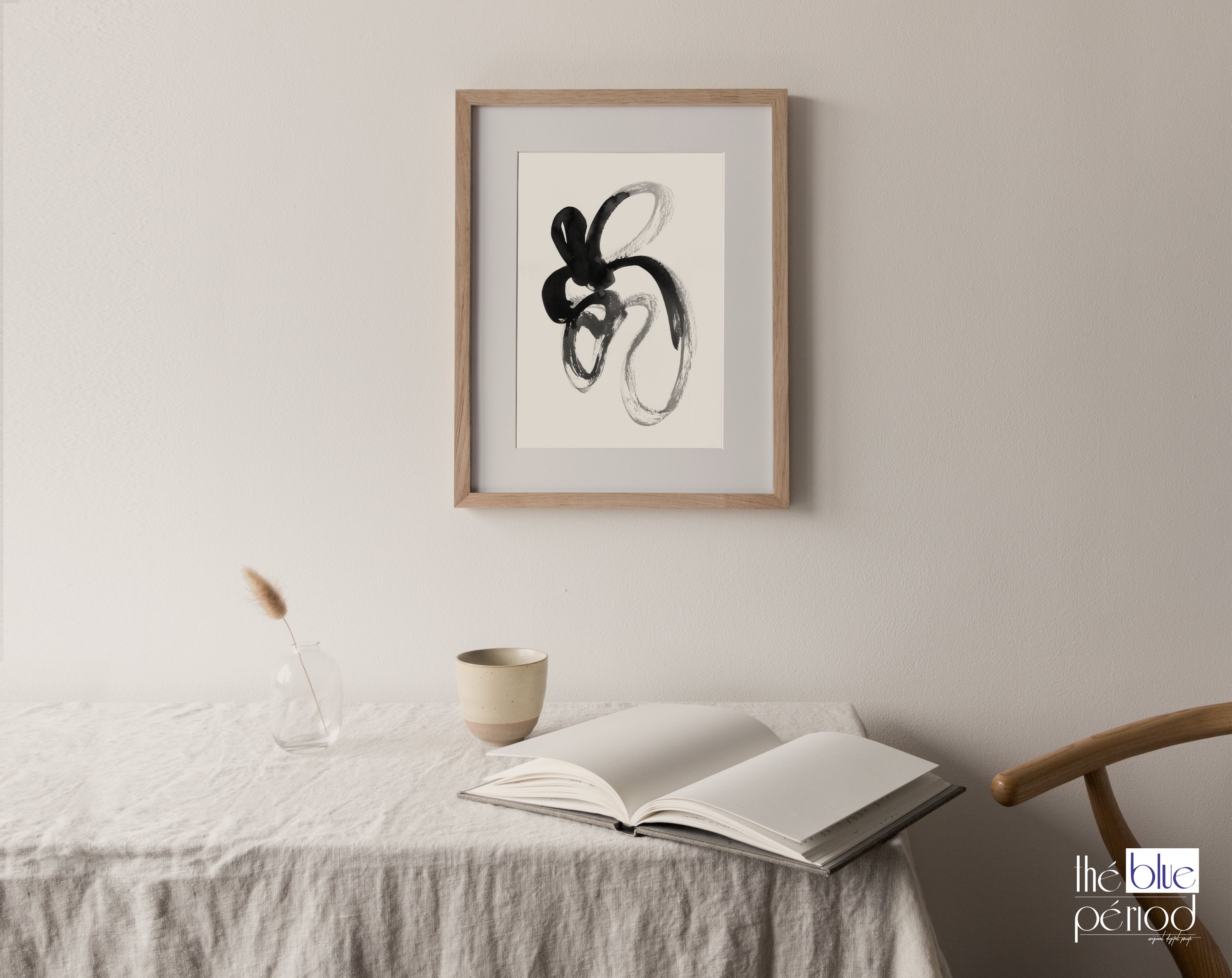 Papier peint abstrait affiche abstraite en noir et blanc | Etsy