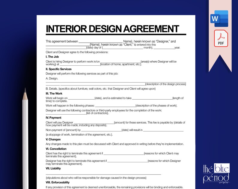 Editable Interior Design Contract - Etsy