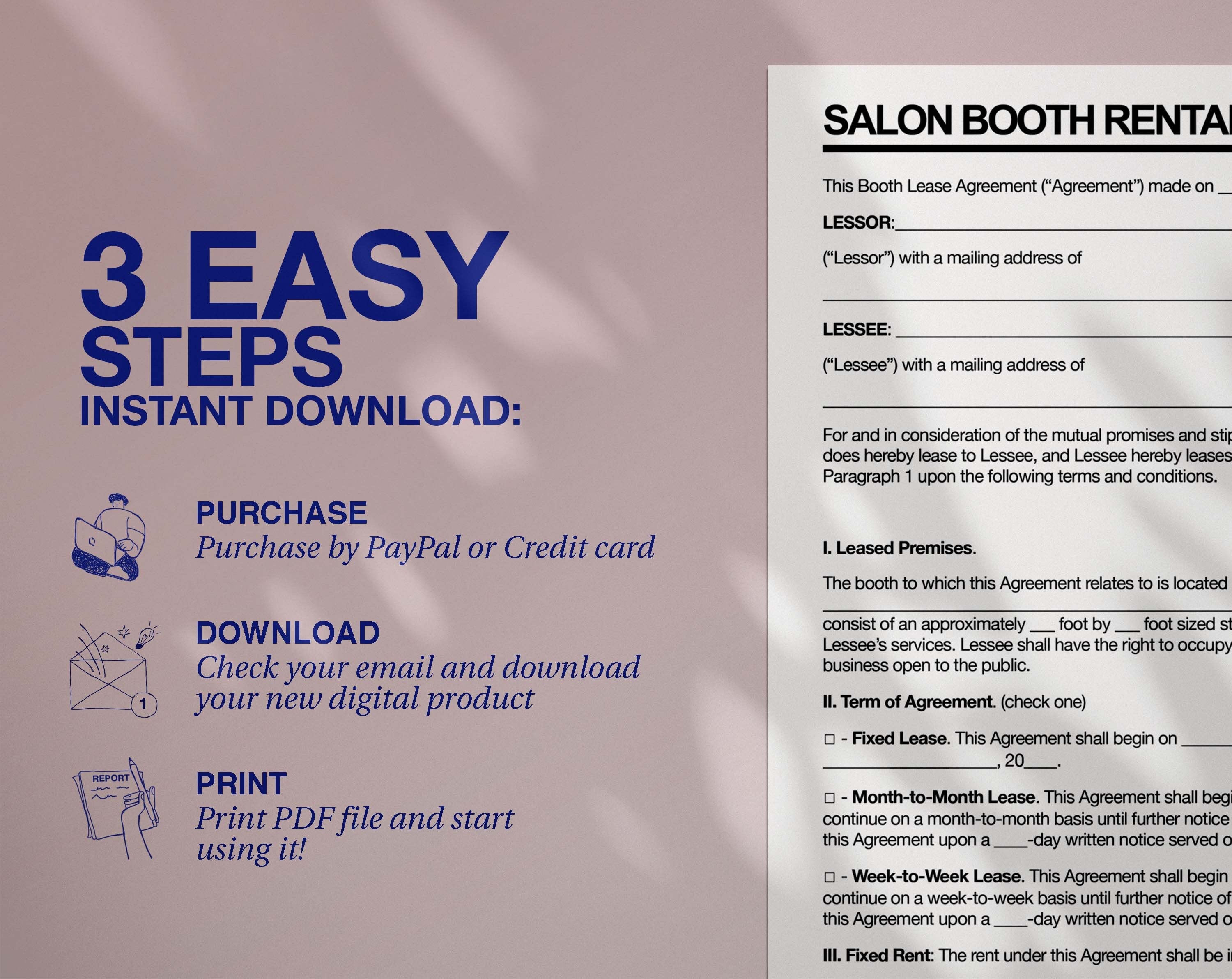 Editable Salon Booth Rental Agreement - Etsy