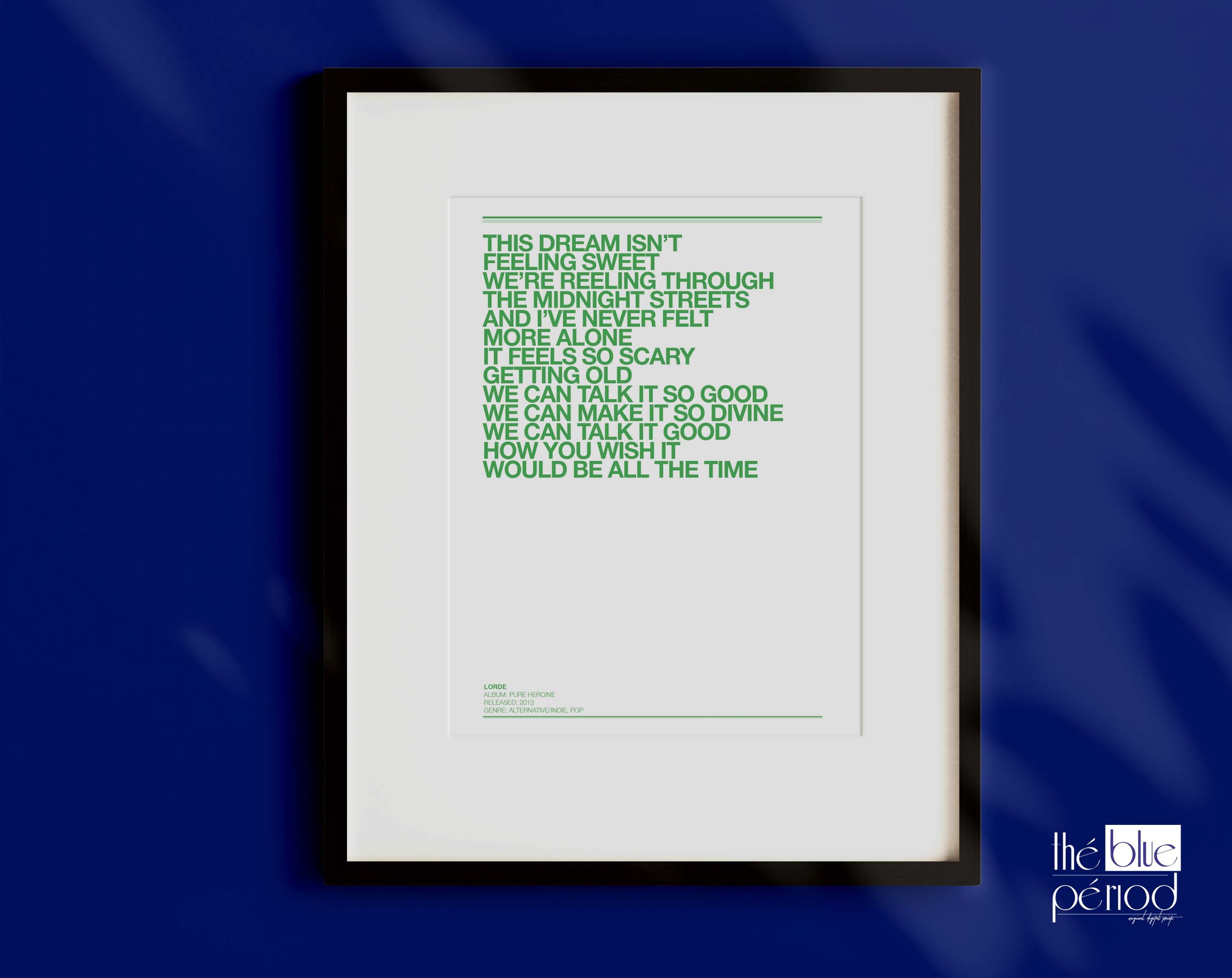 Lorde Poster, Ribs Lyrics Etsy UK