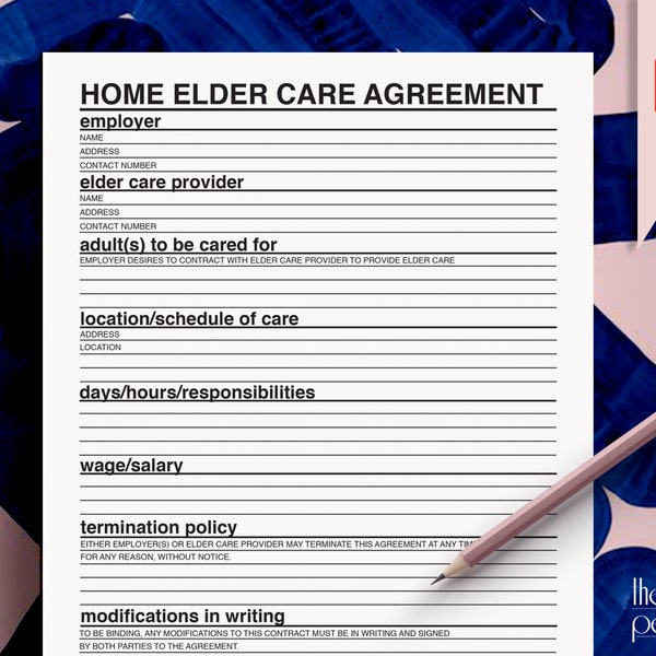 Elder Care Contract Template Etsy Elder Care Contract Template Etsy