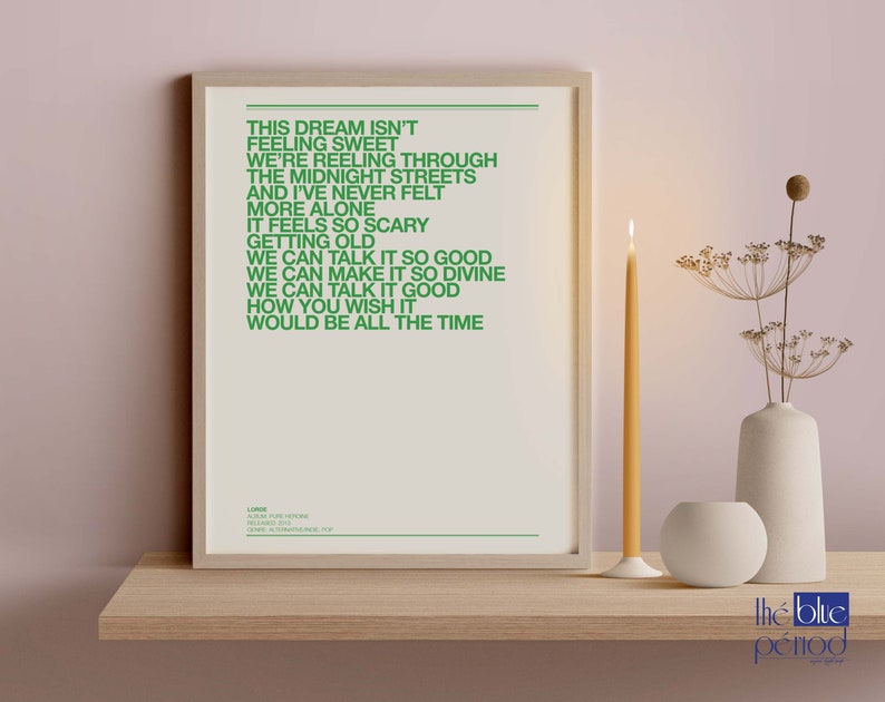 Lorde Poster Ribs Lyrics Etsy UK