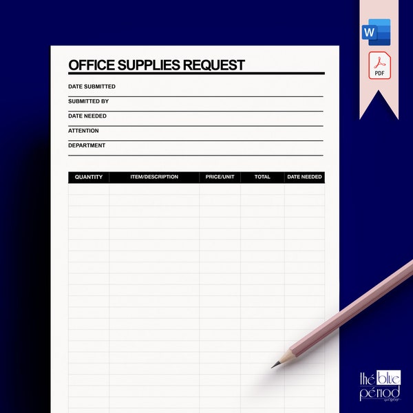 Editable Office Supplies Request Form