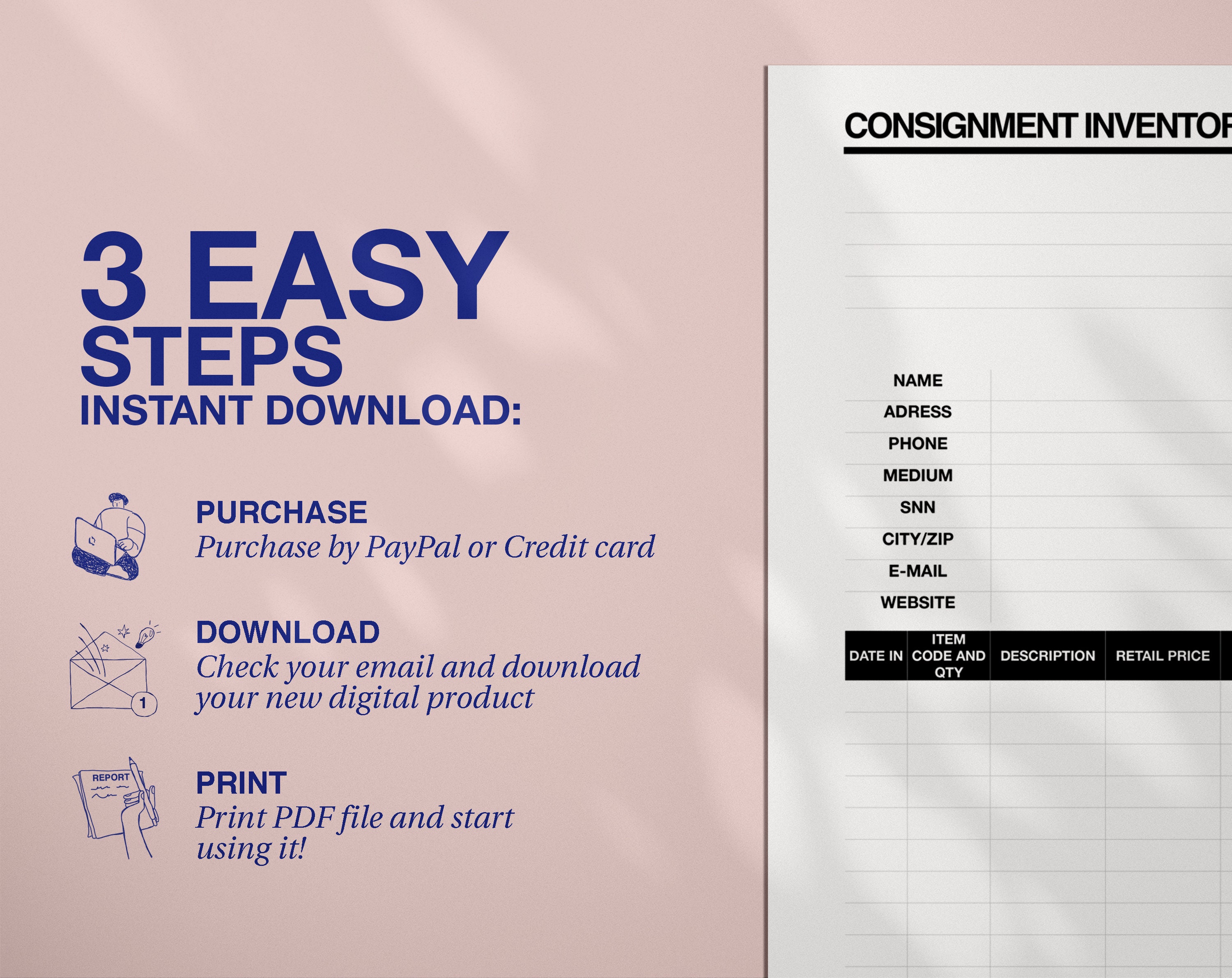 Editable Consignment Inventory Sheet - Etsy