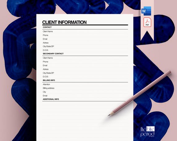 Editable New Client Information Form