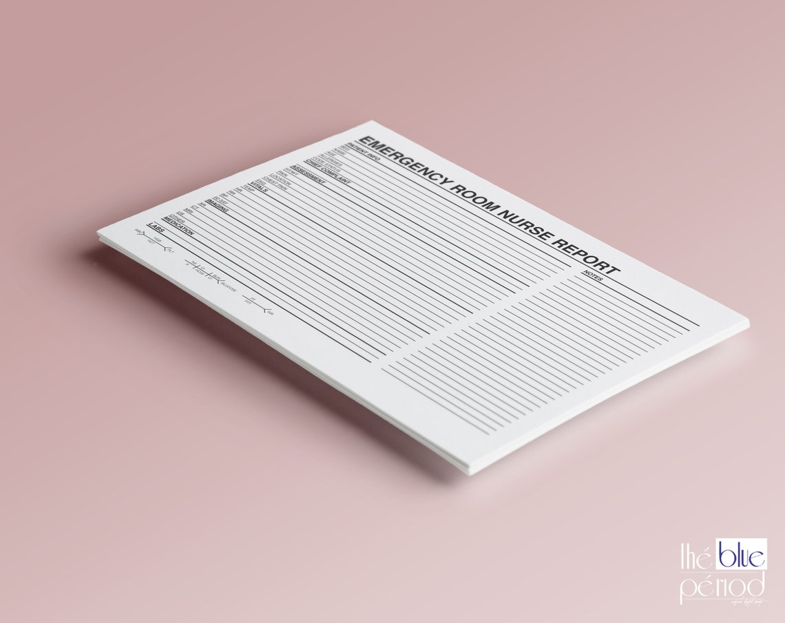 Emergency Room Nurse Report Sheet PDF - Etsy