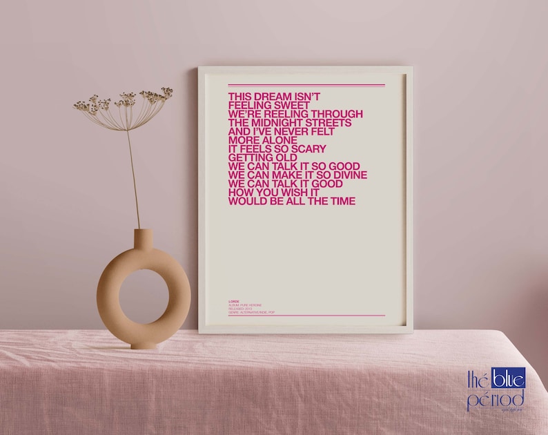 Lorde Poster, Ribs Lyrics Etsy