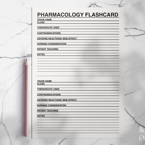 Printable Pharmacology Template PDF - Etsy