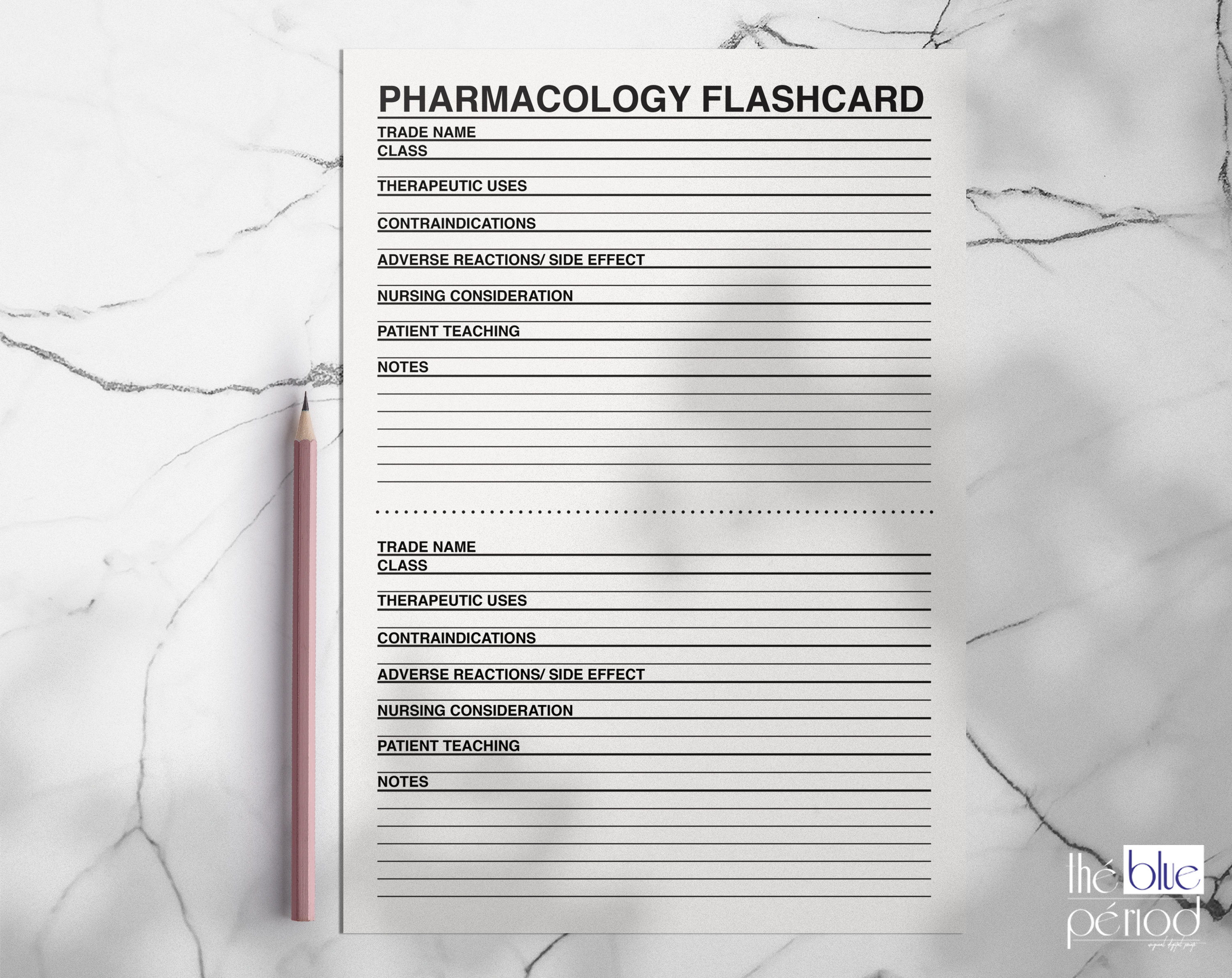 Printable Pharmacology Template PDF - Etsy