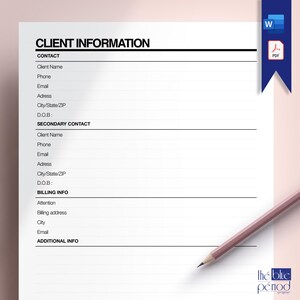 Editable Client Information Form - Etsy