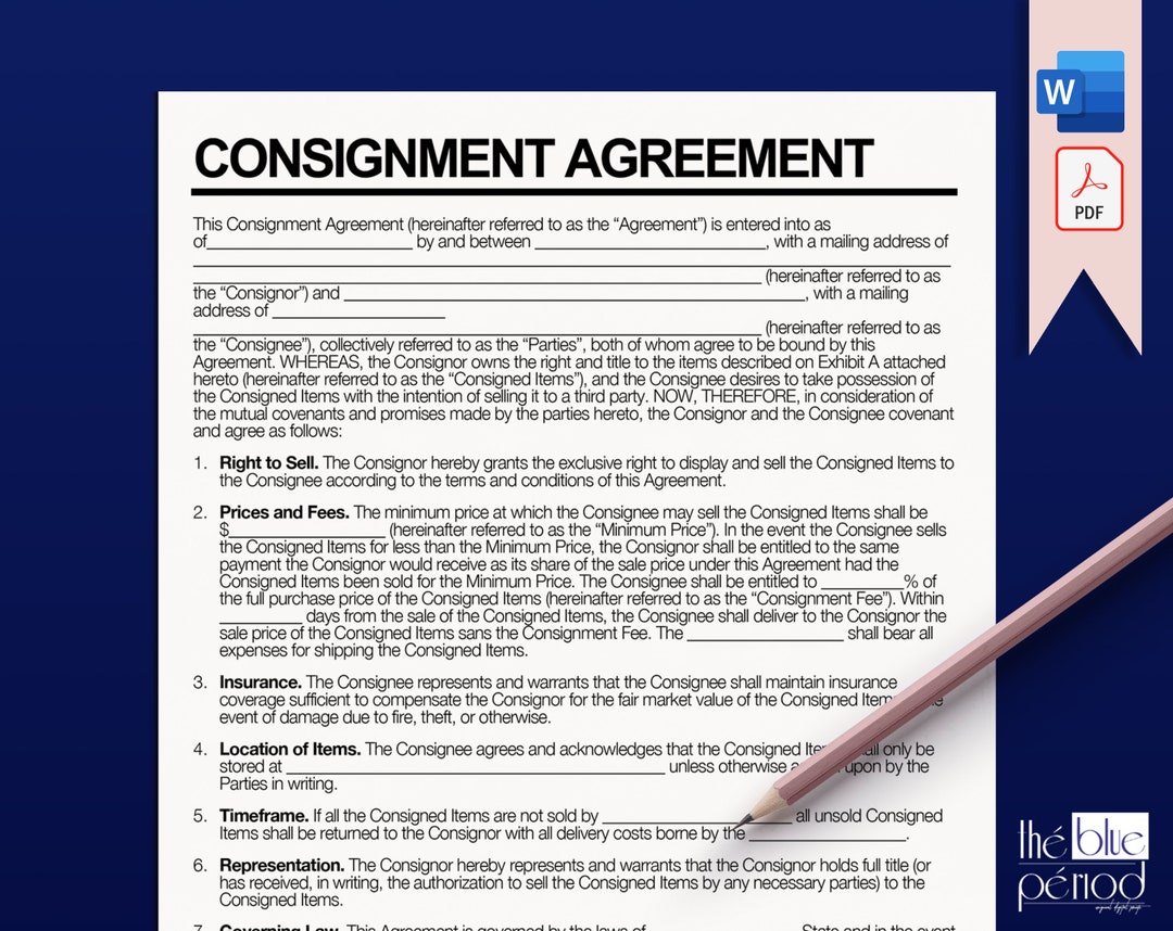 Editable Consignment Agreement - Etsy