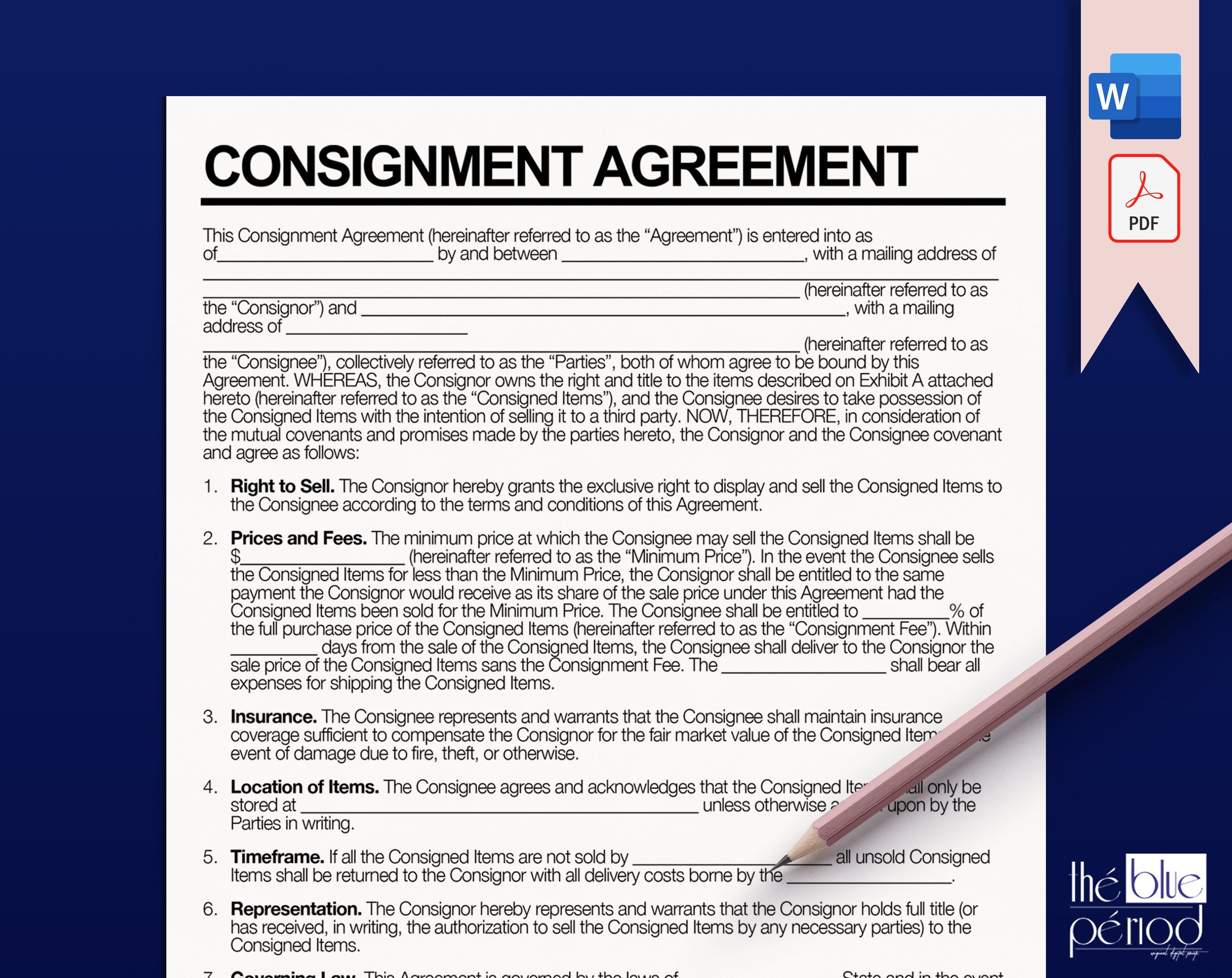 Editable Consignment Agreement Etsy