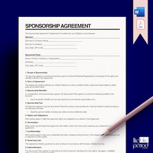 Edytowalna umowa sponsorska