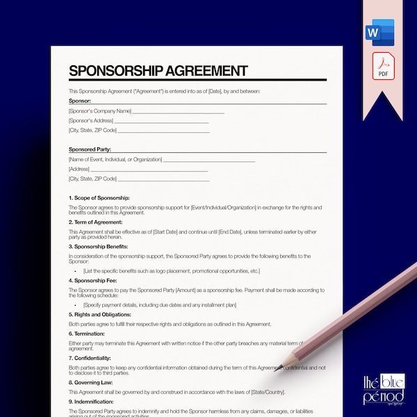 Editable Sponsorship Agreement