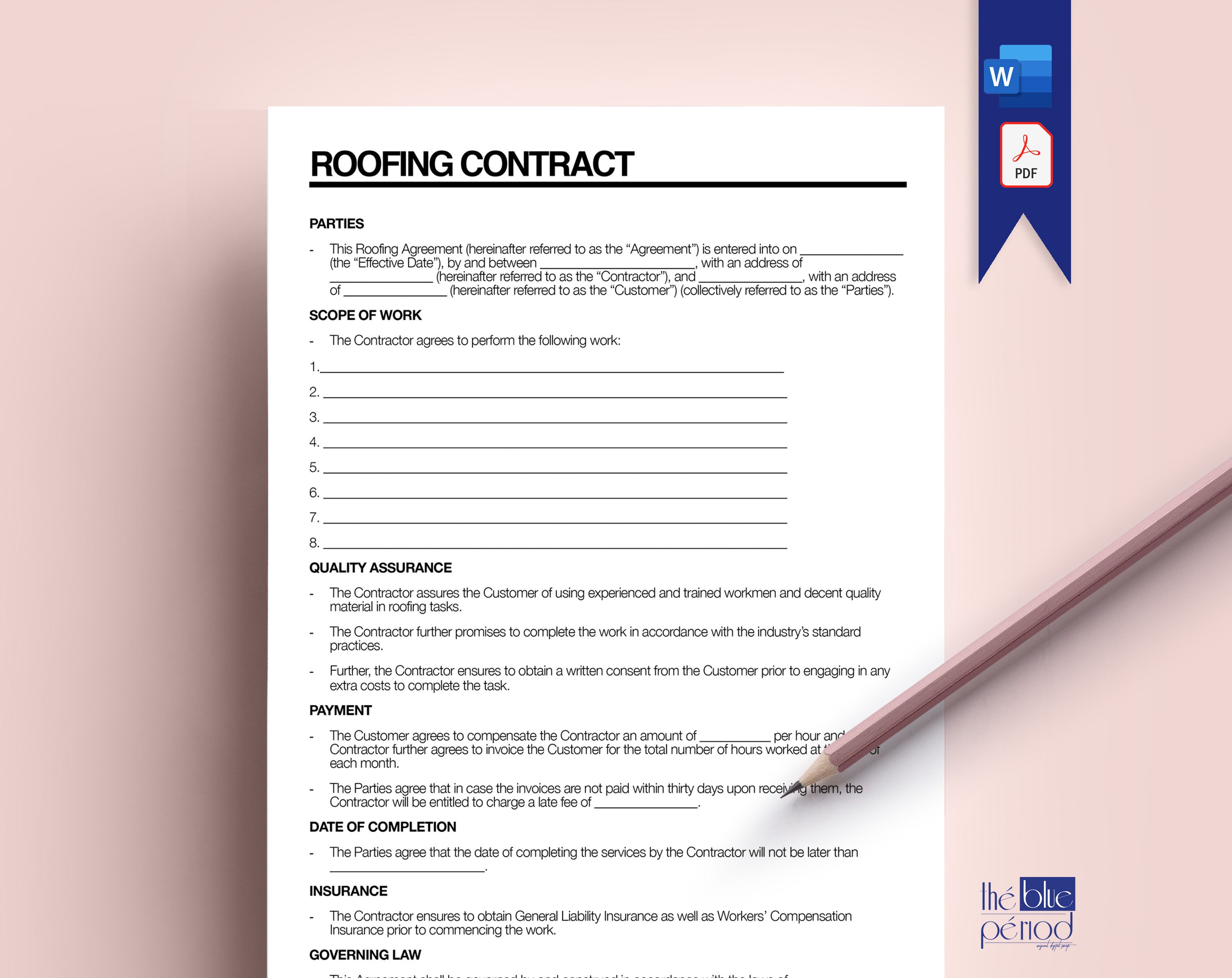 Editable Roofing Contract