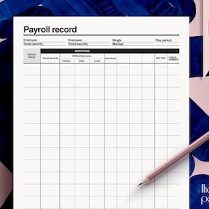 Printable Payroll Record Template - Etsy