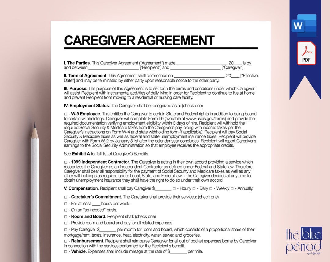 Editable Caregiver Contract Etsy Editable Caregiver Contract Etsy