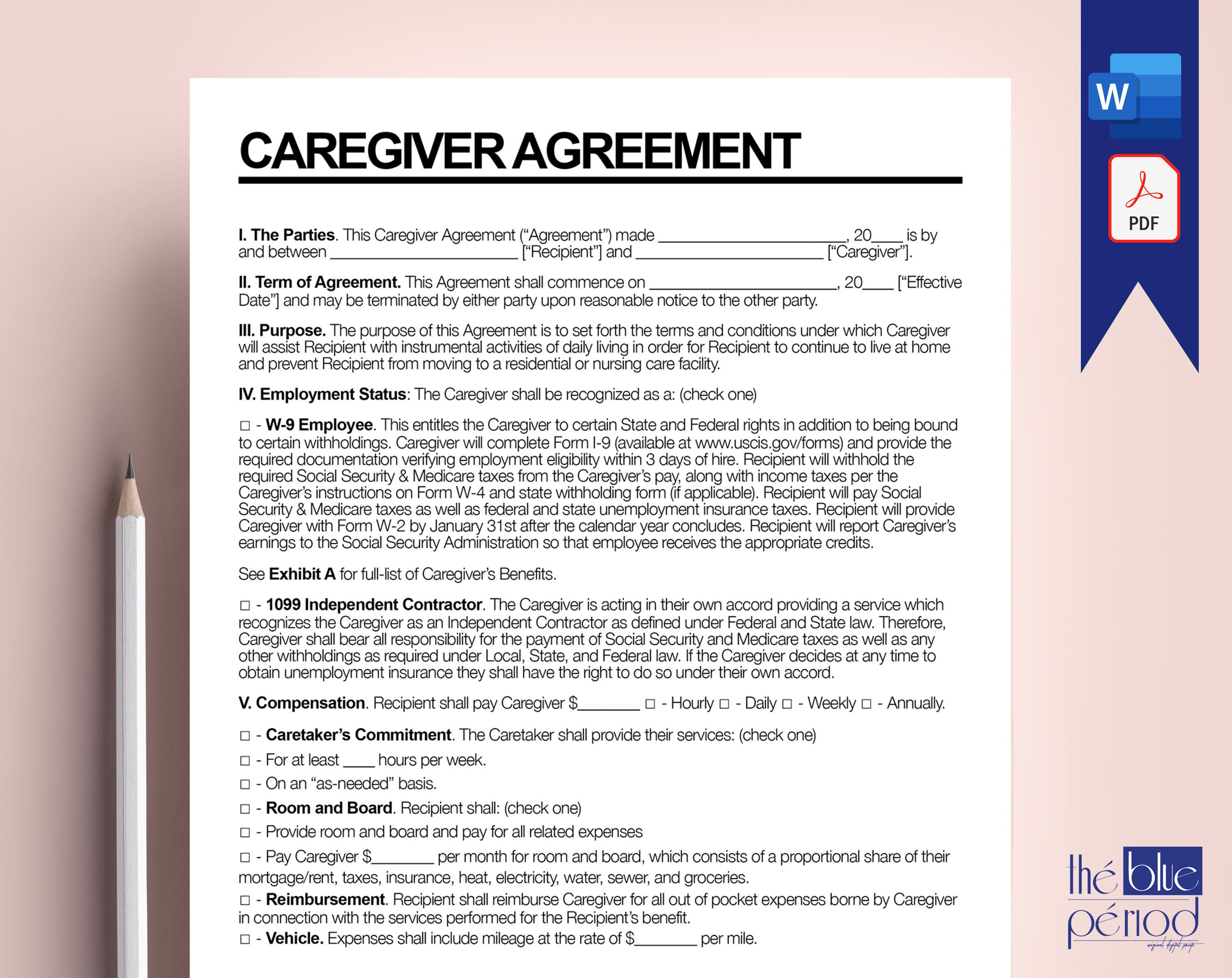 Editable Caregiver Contract Etsy Editable Caregiver Contract Etsy