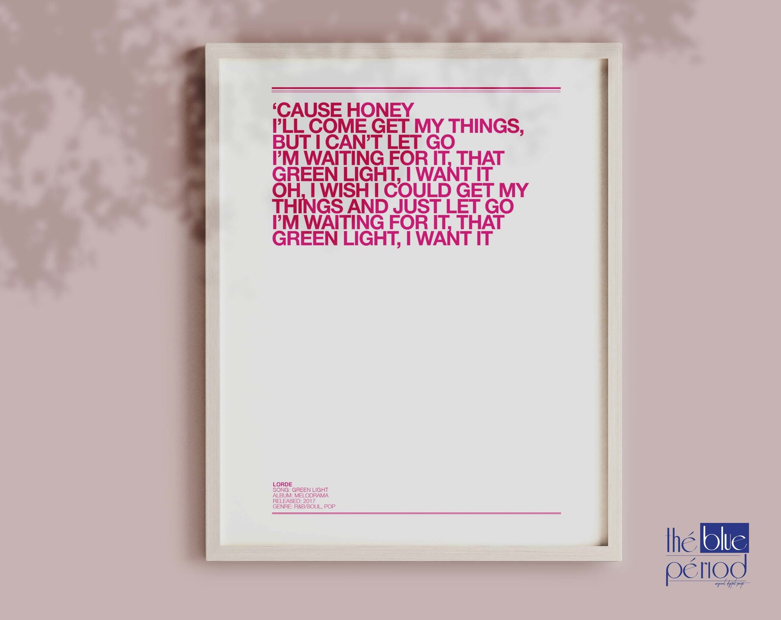 Lorde Poster, Green Light Lyrics Etsy