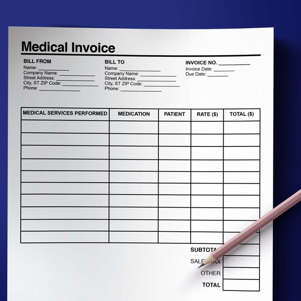 Medical Invoice Printable - Etsy