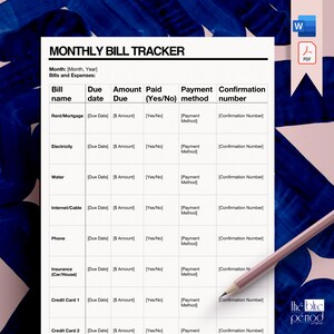 Editable Monthly Bill Tracker