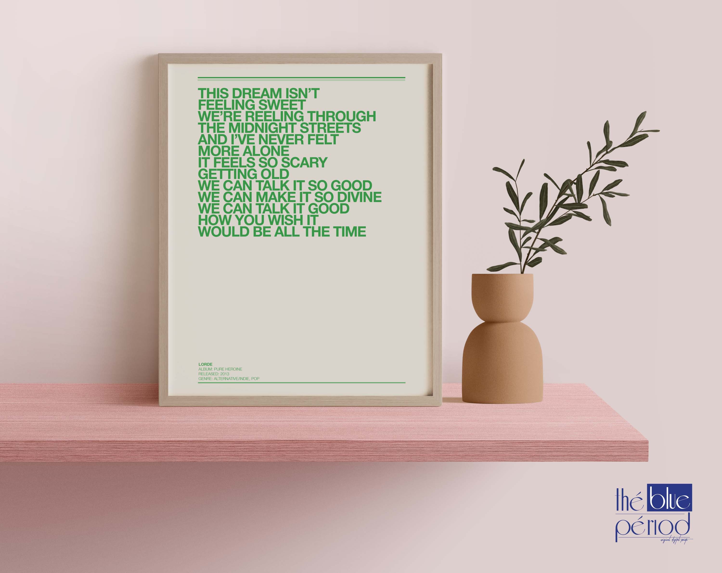 Lorde Poster, Ribs Lyrics Etsy UK