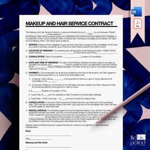 Editable Bridal Makeup and Hair Beauty Contract