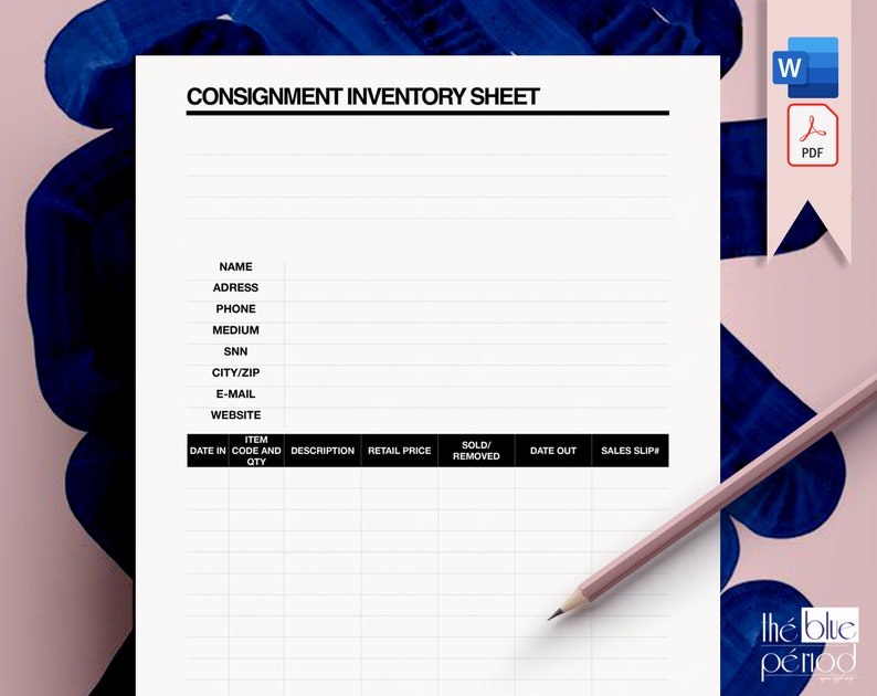 Editable Consignment Inventory Sheet - Etsy