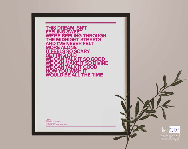 Lorde Poster, Ribs Lyrics Etsy