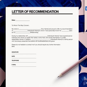 Carta de recomendación editable