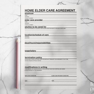 Home Elder Agreement Template Printable Home Health Care Contract Etsy Home Elder Agreement Template Printable Home Health Care Contract Etsy