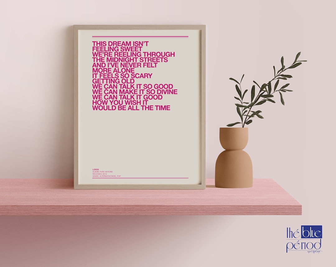 Lorde Poster, Ribs Lyrics Etsy