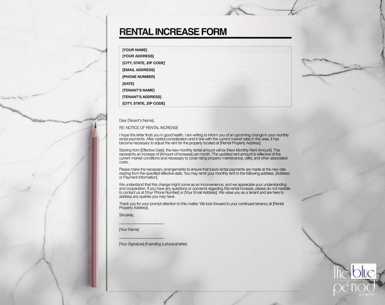 Download Rent Increase Form Editable Rental Increase Form - Etsy