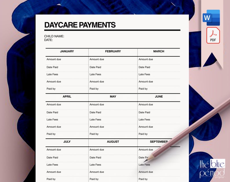 Editable Daycare Payments Form - Etsy