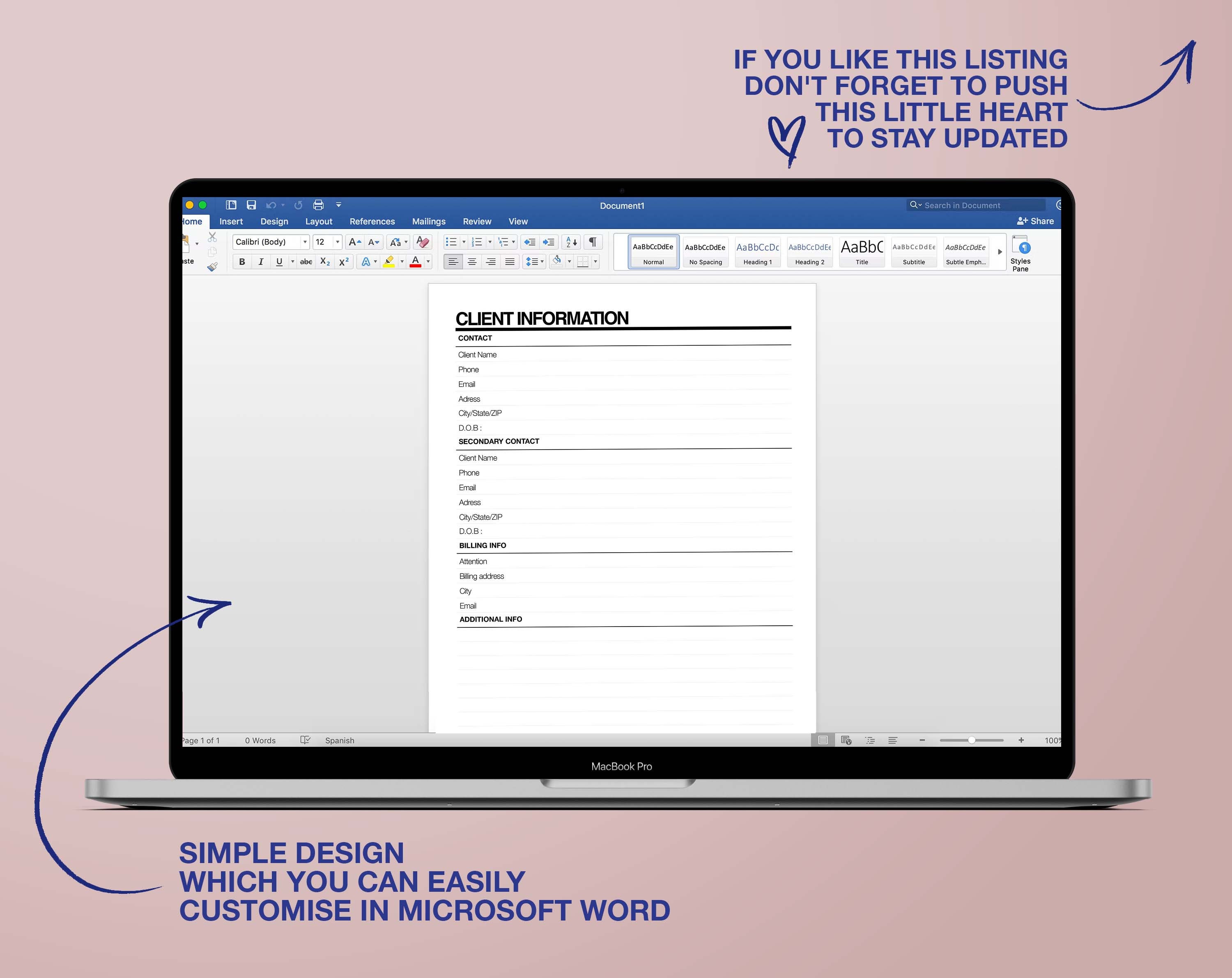 Editable Client Information Form - Etsy