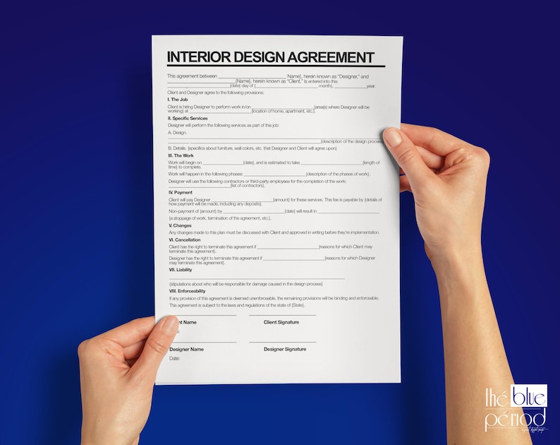 Editable Interior Design Contract Template (PDF & Word Format) - Etsy