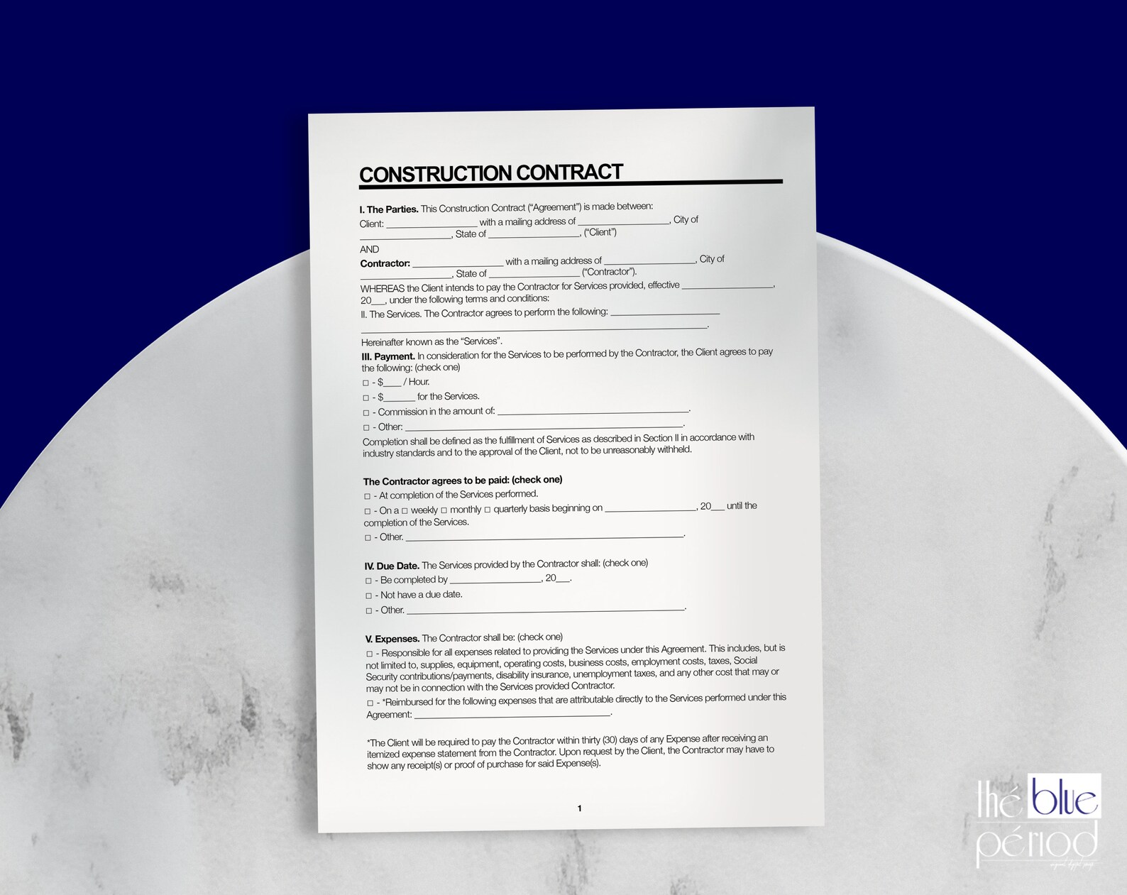 Editable Construction Contract - Etsy