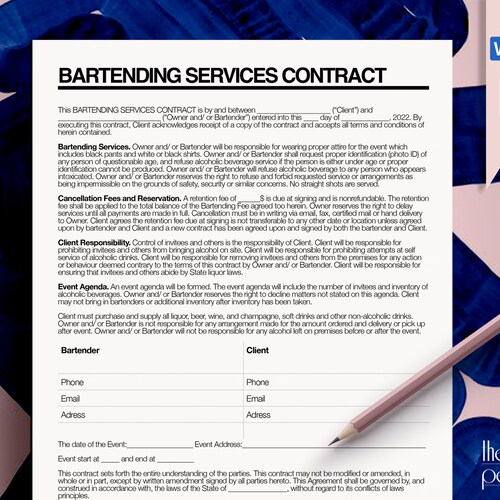 Mobile Bar Service Contract Template Bartending Editable Etsy Mobile Bar Service Contract Template Bartending Editable Etsy