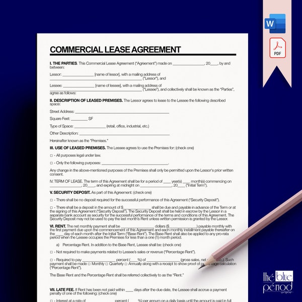 Commercial lease agreement commercial property lease contract etsy uk
