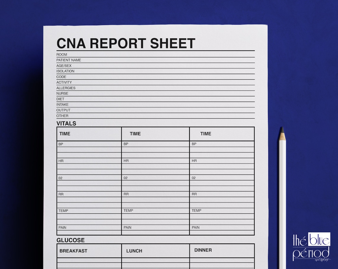 CNA CNA Printable Report CNA Sheet pct Report pct One Etsy