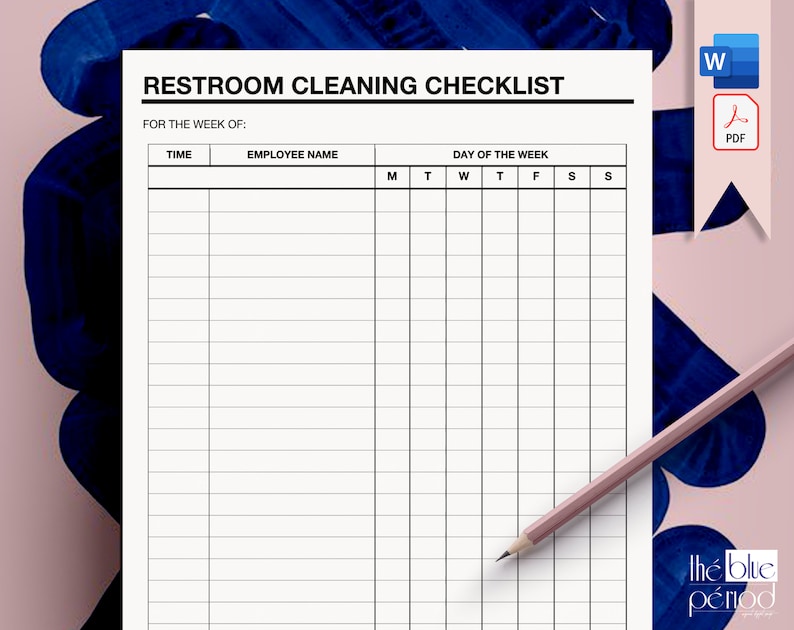Editable Restroom Cleaning Checklist Etsy
