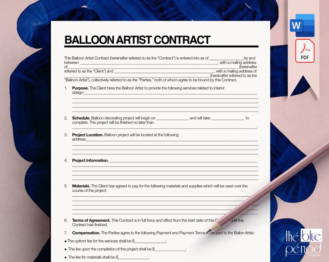Contrato de decoración de globos editables - Etsy México