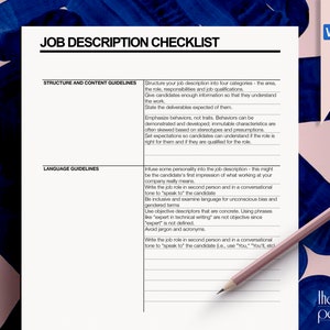 Editable Job Description Checklist - Etsy