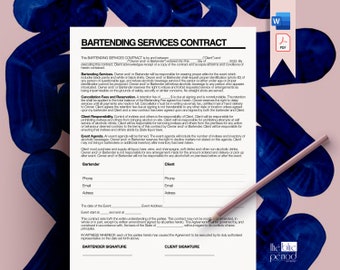 Editable Bartending Services Contract