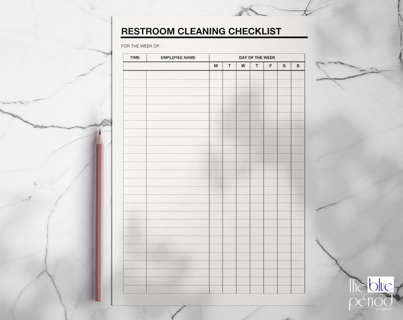 Editable Restroom Cleaning Checklist - Etsy