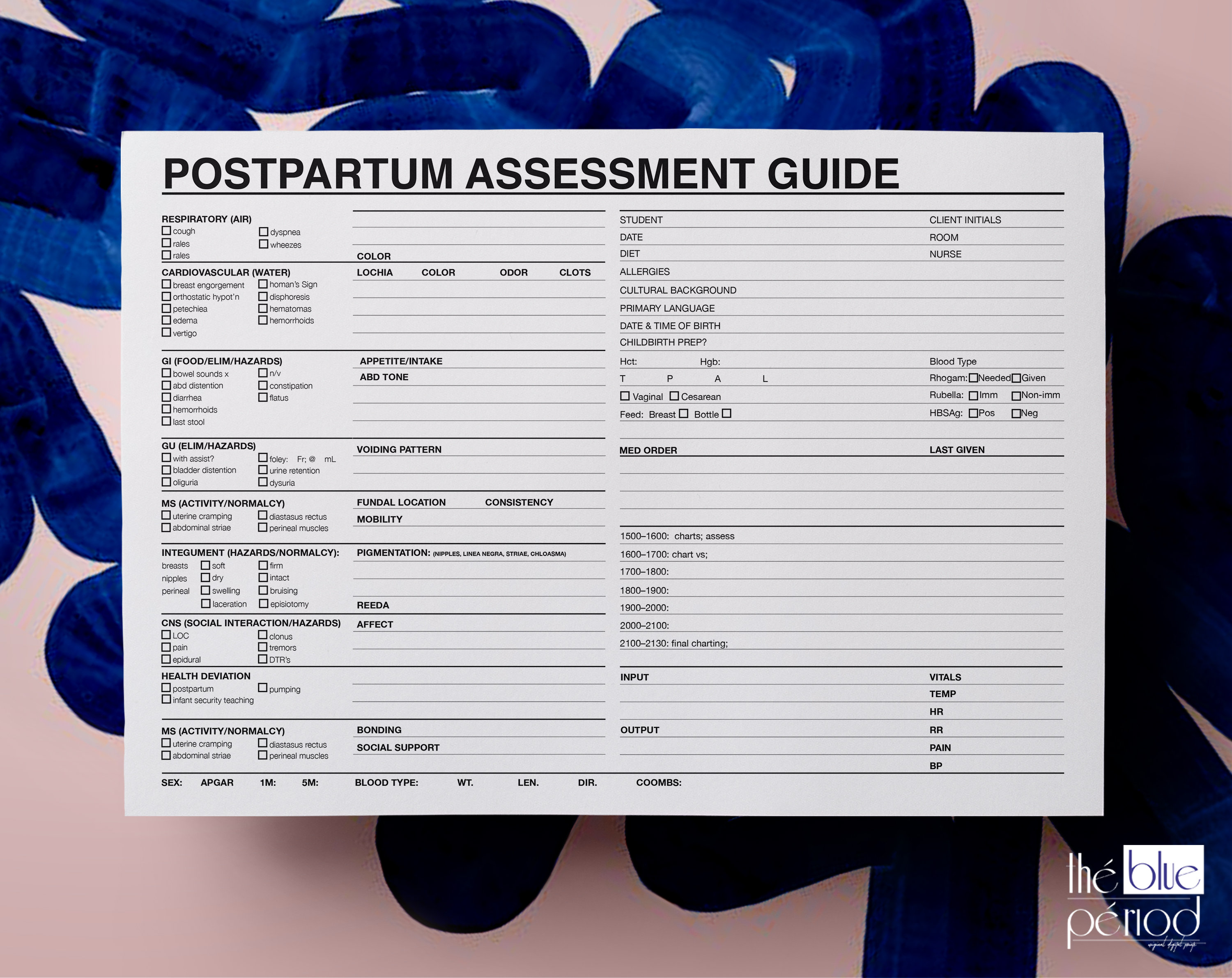 Postpartum Assessment Guide Template Postpartum Template Etsy 