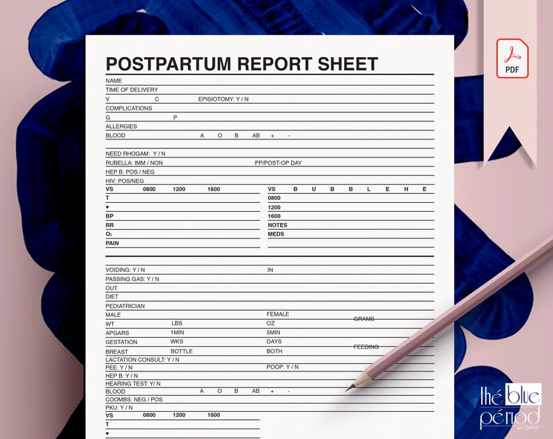 Printable Postpartum Report Sheet - Etsy