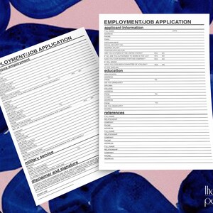Printable Employment Application - Etsy