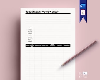 Editable Consignment Inventory Sheet