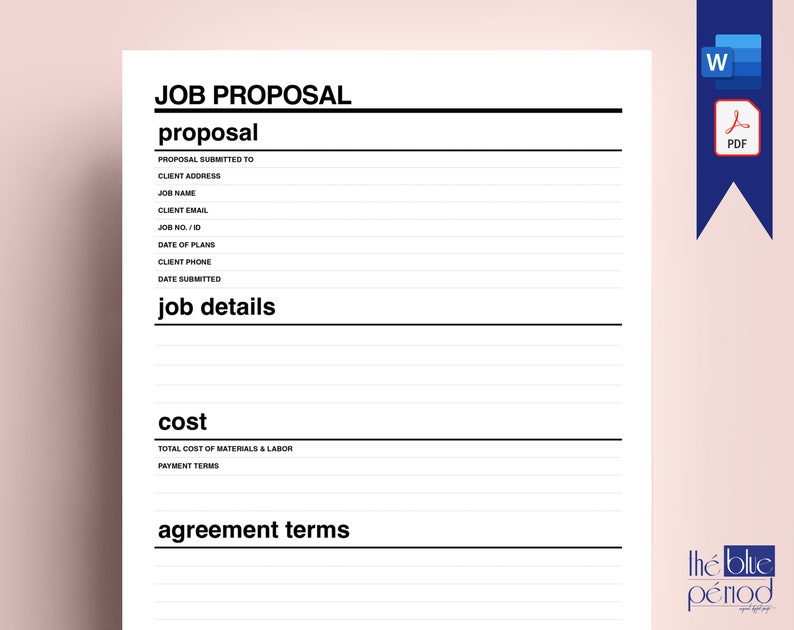 Editable Job Proposal Form Etsy